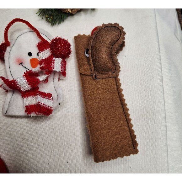 Vintage Christmas Ornaments Set Of 18 With Santa Bells Stockings & Wooden Decora - Picture 9 of 10